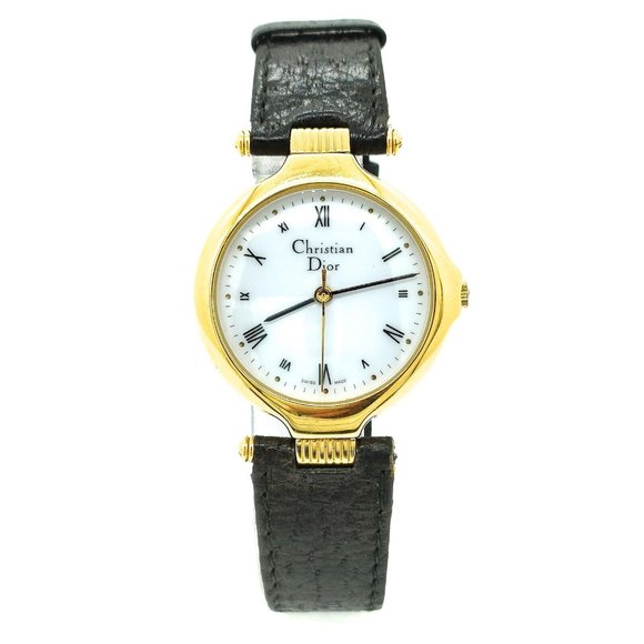 Christian Dior Watch 3008 32mm Unisex leather White X Black Running w/BOX - Picture 1 of 8